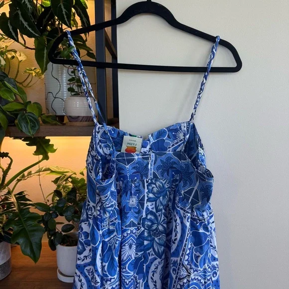 NWT FARM Rio Blue Tile Dream Sleeveless Maxi Dress Size Large - Picture 10 of 12